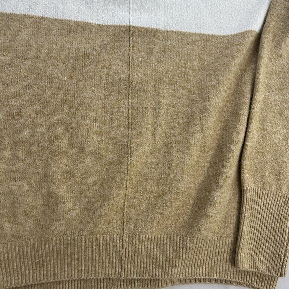 Vince Camuto Sweater Women's Small White Brown Color block Crewneck Preppy - Picture 3 of 7